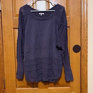 Maurices Dark Purple Lace Sleeve Sweater
